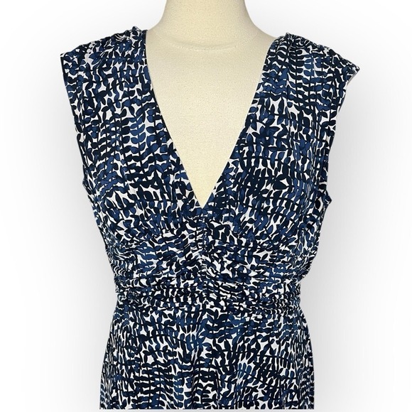 JONES NEW YORK Sleeveless Fit & Flare Navy Blue Print Dress, Size‎ 16 - Picture 2 of 8